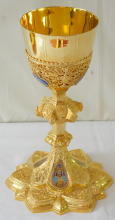 Solid silver gilt antique French Gothic Chalice.